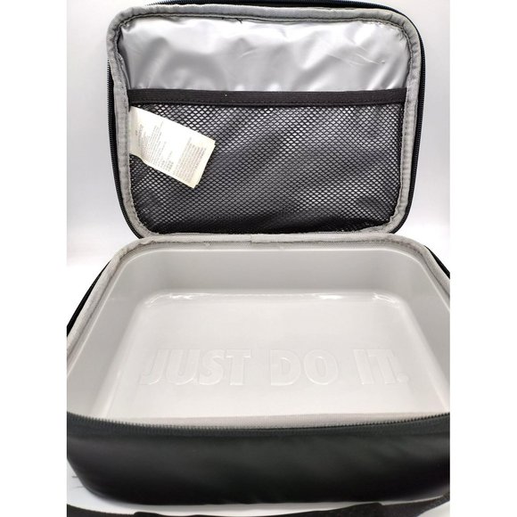 Nike Hard Plastic Liner Insulated Lunchbox w/ Handle Zippers 10 Inch Holds Food - Picture 9 of 13